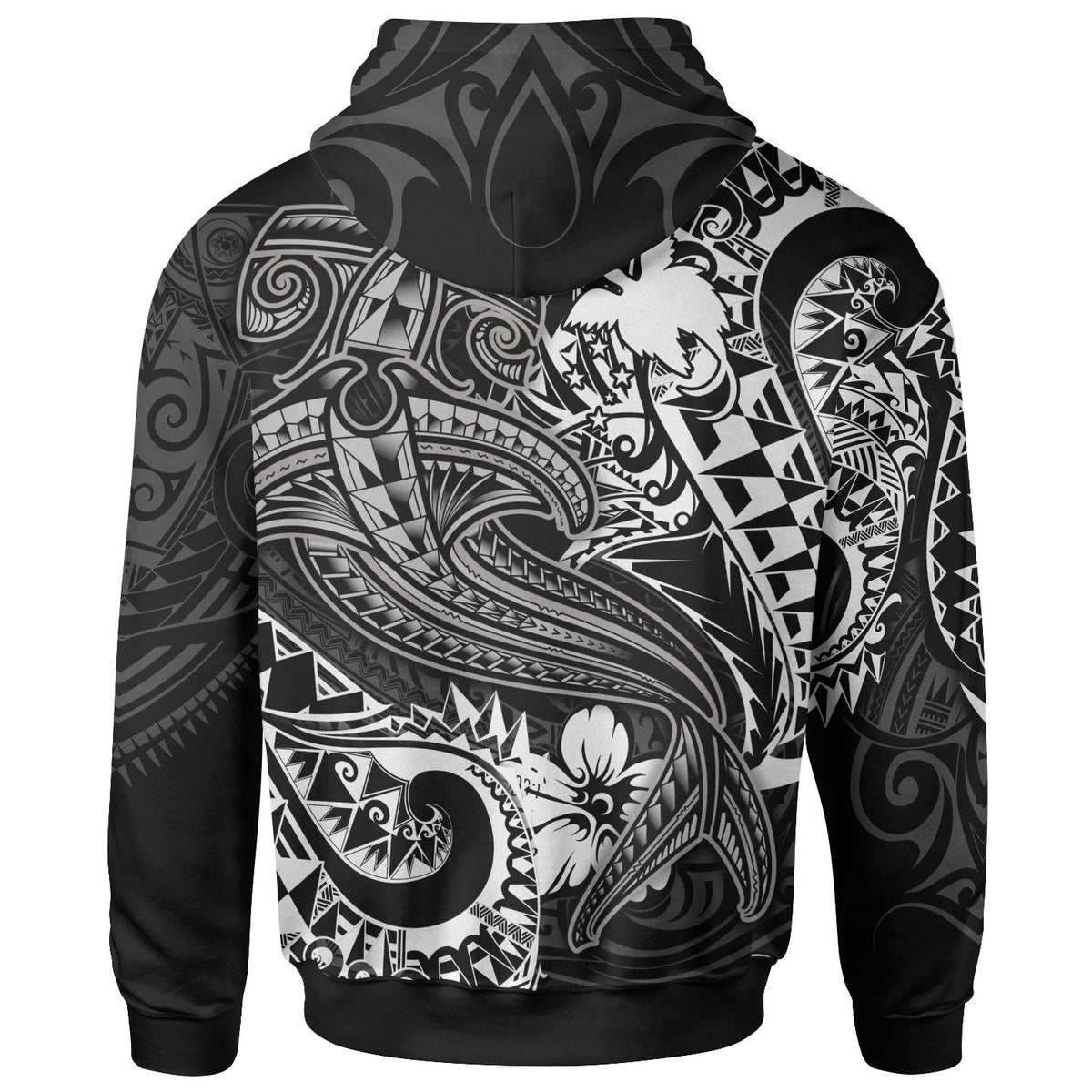 Papua New Guinea Hoodie White Shark Polynesian Tattoo - Polynesian Pride