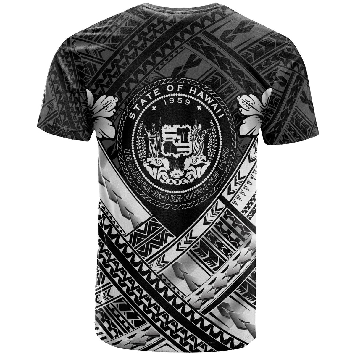 Hawaii T Shirt White Seal Polynesian Patterns - Polynesian Pride