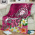 Fiji Premium Blanket - Turtle Plumeria (Pink) White - Polynesian Pride