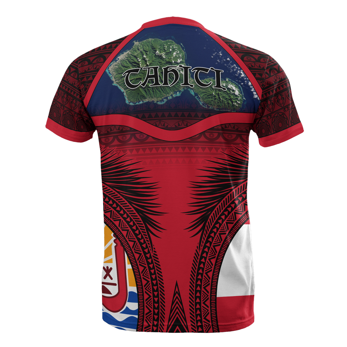 Tahiti T Shirt Tahiti Flag Coconut Leaves - Polynesian Pride