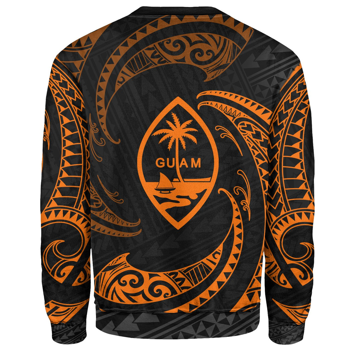 Guam Polynesian Custom Personalised Sweater - Orange Tribal Wave - Polynesian Pride