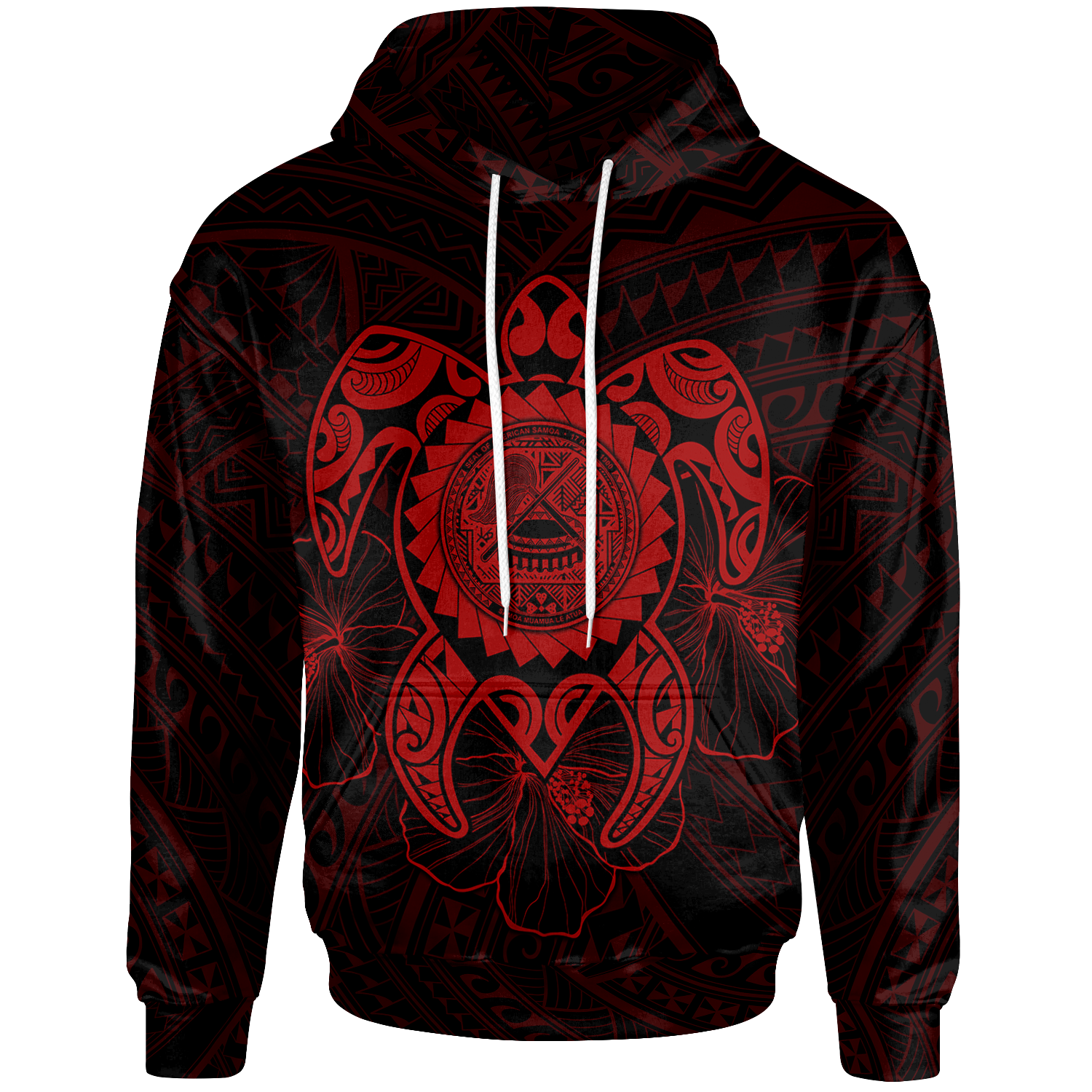 American Samoa Polynesian Hoodie Vintage Polynesian Turtle (Red) Unisex RED - Polynesian Pride