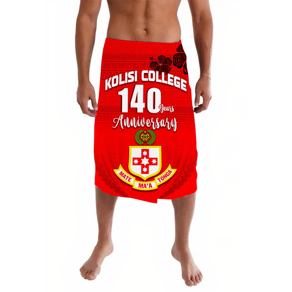 Kolisi Tonga College Atele Lavalava 140 Years Anniversary Tongan Ngatu Ver.01 LT13 Red - Polynesian Pride