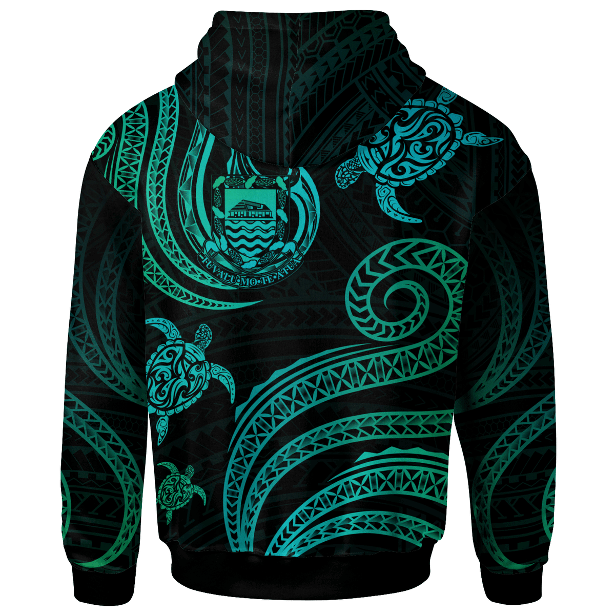 Tuvalu Custom Zip Hoodie Polynesian Turtle With Pattern - Polynesian Pride