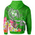 Tonga Zip up Hoodie Turtle Plumeria (GREEN) - Polynesian Pride