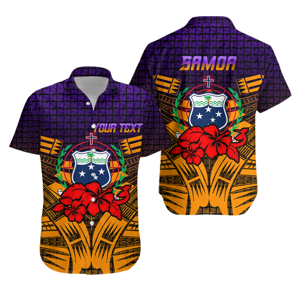 (Custom Personalised) Samoa Hawaiian Shirt - Hibiscus With Tribal - LT12 Unisex Orange - Polynesian Pride