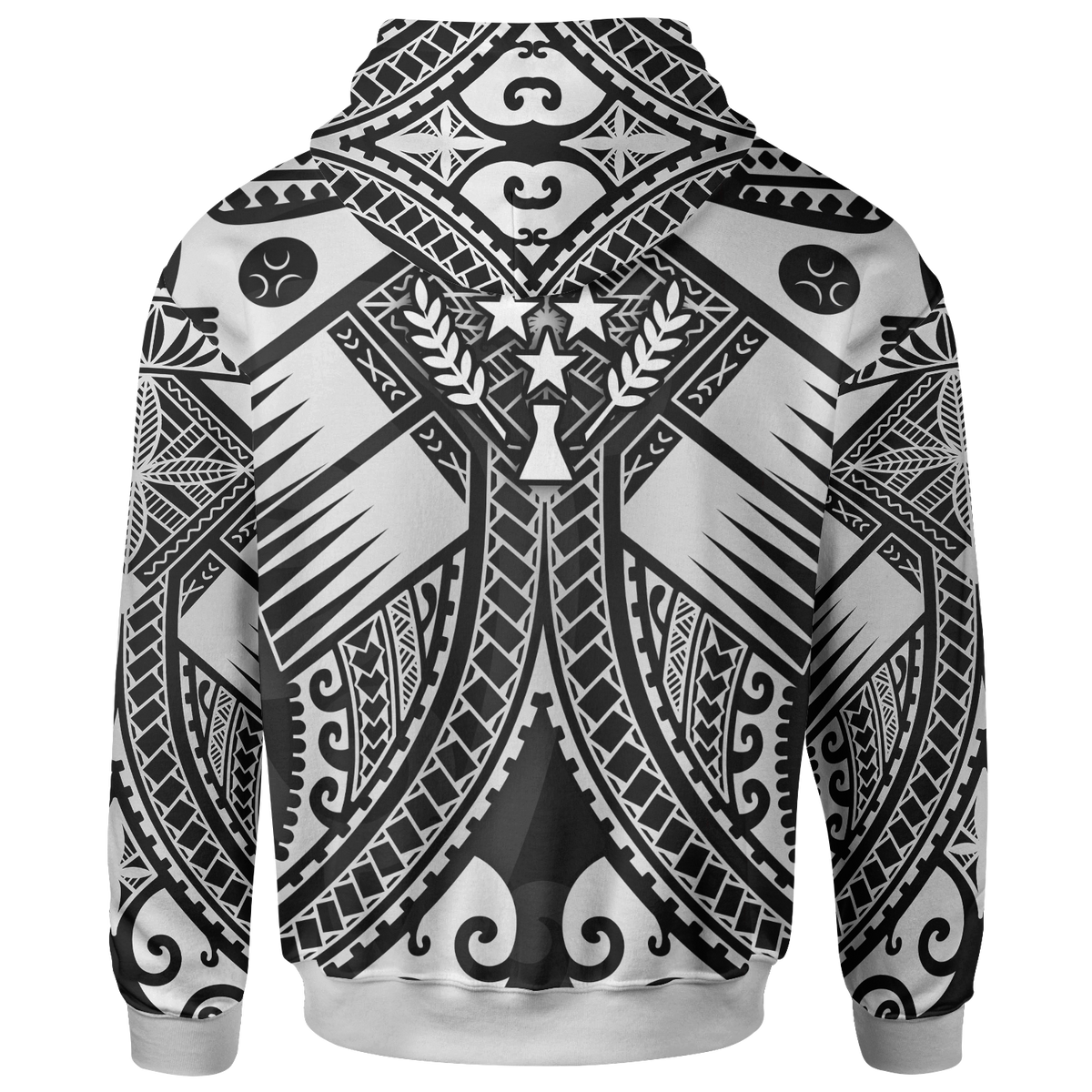 Kosrae Zip up Hoodie White Seal with Polynesian Tattoo - Polynesian Pride