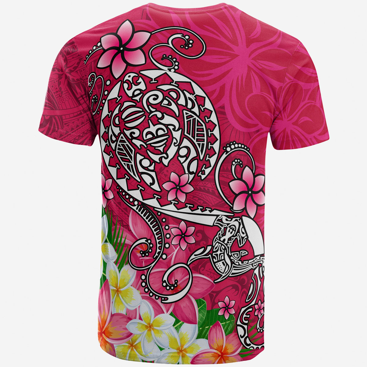 Polynesian T shirt Turtle Plumeria Pink Color - Polynesian Pride