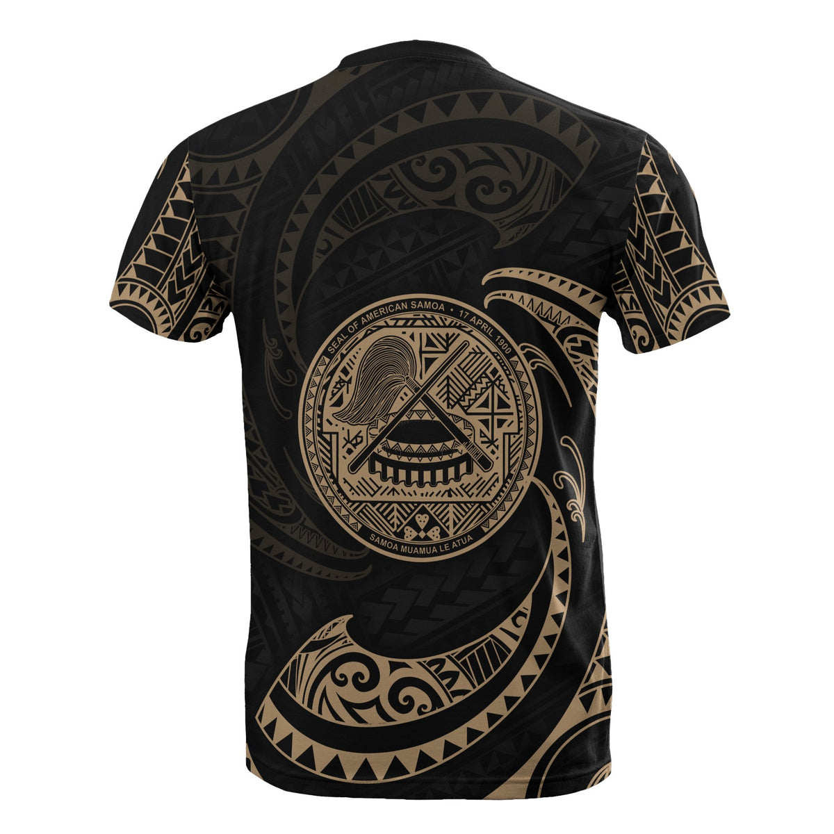 American Samoa Polynesian Custom T Shirt Gold Tribal Wave - Polynesian Pride