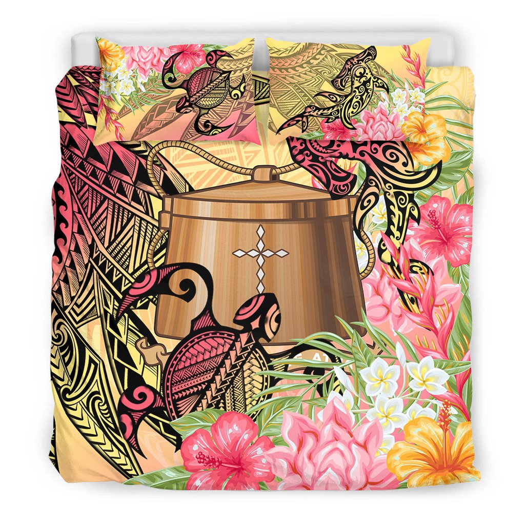 Tokelau Bedding Set - Flowers Tropical With Sea Animals - Polynesian Pride