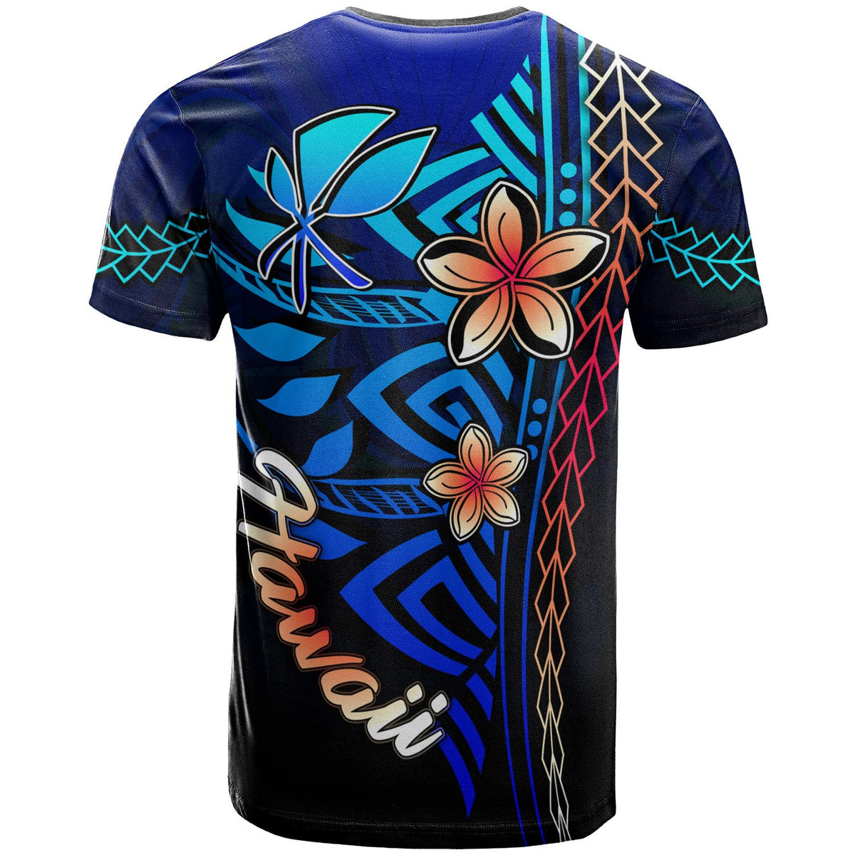 Hawaii Custom T Shirt Blue Vintage Tribal Mountain - Polynesian Pride