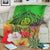 Fiji Polynesian Premium Blanket - Manta Ray Tropical Flowers (Green) - Polynesian Pride