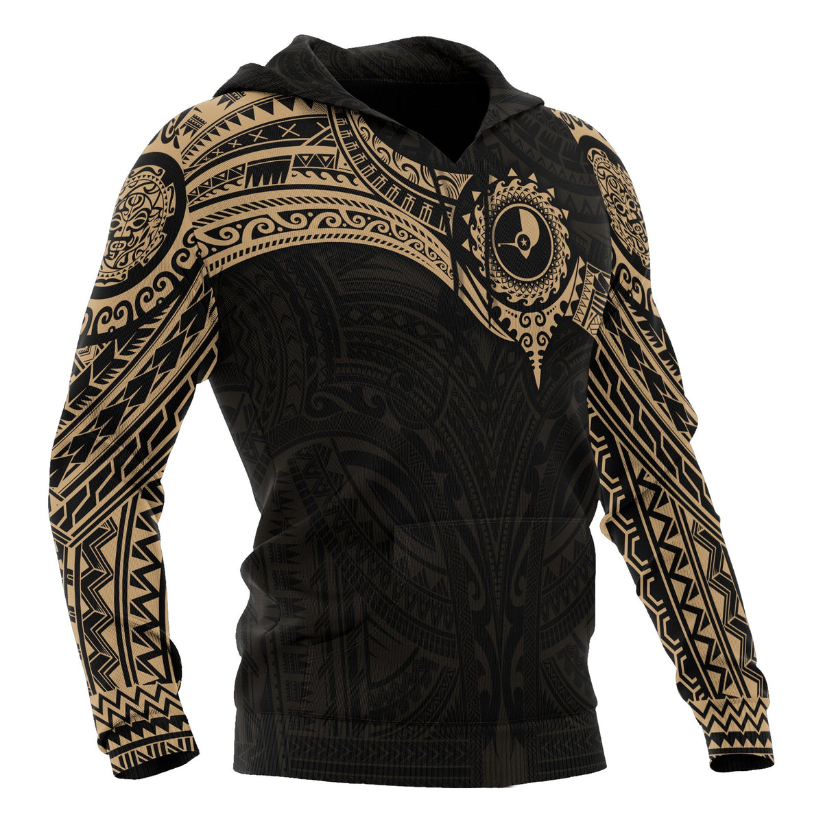 Yap Micronesian Hoodie Gold Heart Shield - Polynesian Pride
