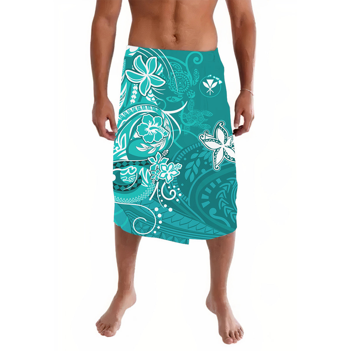 Hawaii Lavalava Polynesian Turquoise Sea Turtle Honu and Map LT13 Turquoise - Polynesian Pride