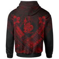 New Caledonia Polynesian Zip up Hoodie New Caledonia Red Seal Camisole Hibiscus Style - Polynesian Pride