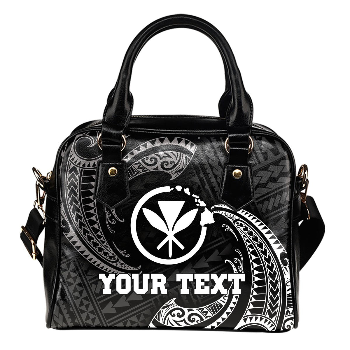 Polynesian Hawaii Custom Personalised Shoulder Handbag - White Tribal Wave One Size Black - Polynesian Pride