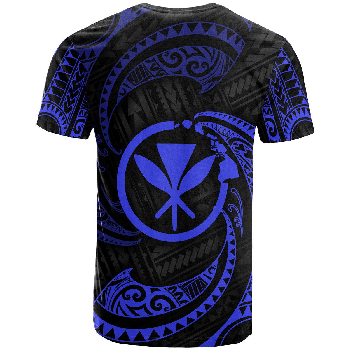 Polynesian Hawaii T Shirt Blue Tribal Wave - Polynesian Pride
