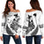 Papua New Guinea and New Zealand Off Shoulder Sweater White Maori Polynesian LT13 White - Polynesian Pride