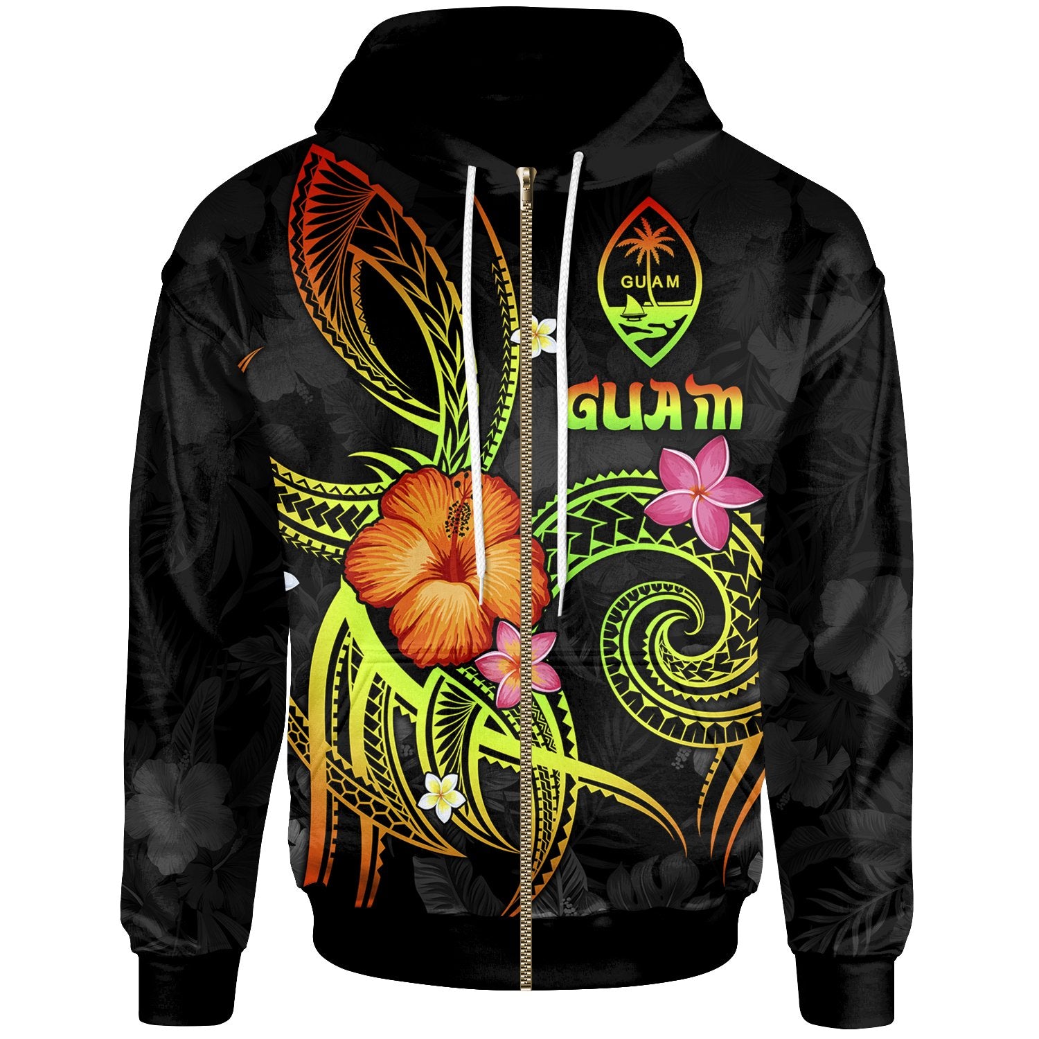 Guam Polynesian Zip up Hoodie Legend of Guam (Reggae) Unisex Reggae - Polynesian Pride