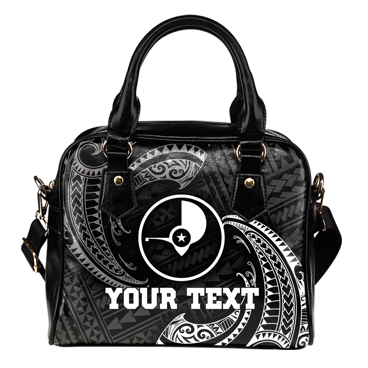 Yap Micronesia Custom Personalised Shoulder Handbag - White Tribal Wave One Size Black - Polynesian Pride