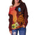 Yap Women's Off Shoulder Sweater - Tribal Tuna Fish - Polynesian Pride