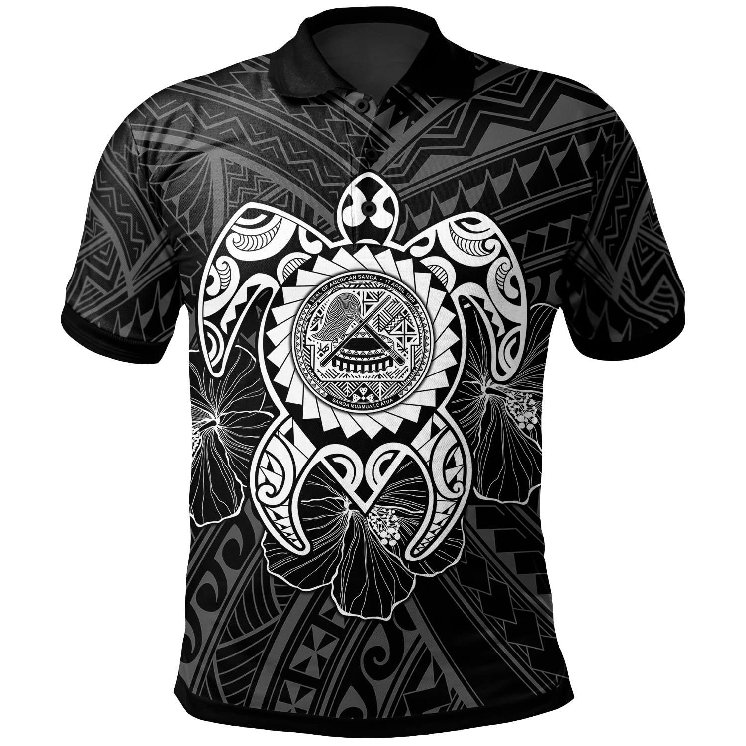 American Samoa Polynesian Polo Shirt Vintage Polynesian Turtle (White) Unisex White - Polynesian Pride