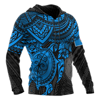 Northern Mariana Islands Polynesian Hoodie Blue Turtle - Polynesian Pride