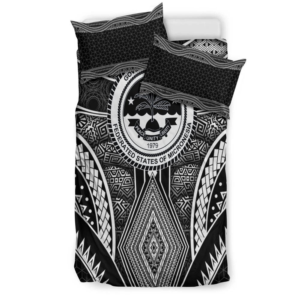 Polynesian FSM Bedding Set - Poly Pattern With COA Federated States of Micronesia Black - Polynesian Pride