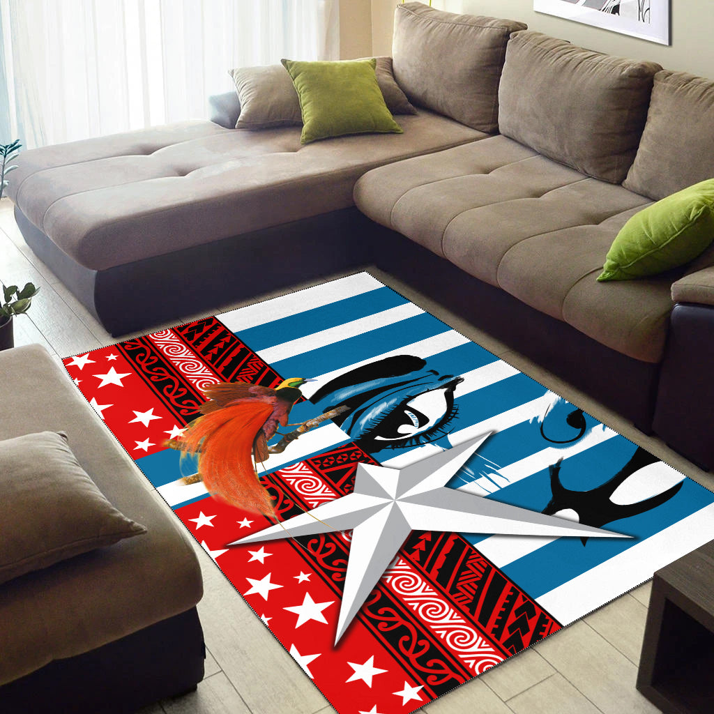 Free West Papua Birds Of Paradise Polynesia Area Rug - LT2 BLUE - Polynesian Pride