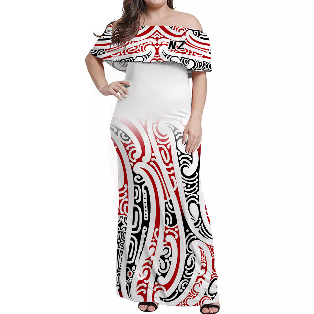 New Zealand Off Shoulder Long Dress Maori NZ Unique Red LT13 Women Red - Polynesian Pride