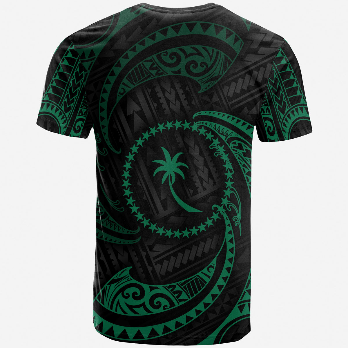 Chuuk Micronesia T Shirt Green Tribal Wave - Polynesian Pride