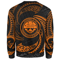 Federated States Of Micronesia Polynesian Custom Personalised Sweater - Orange Tribal Wave - Polynesian Pride