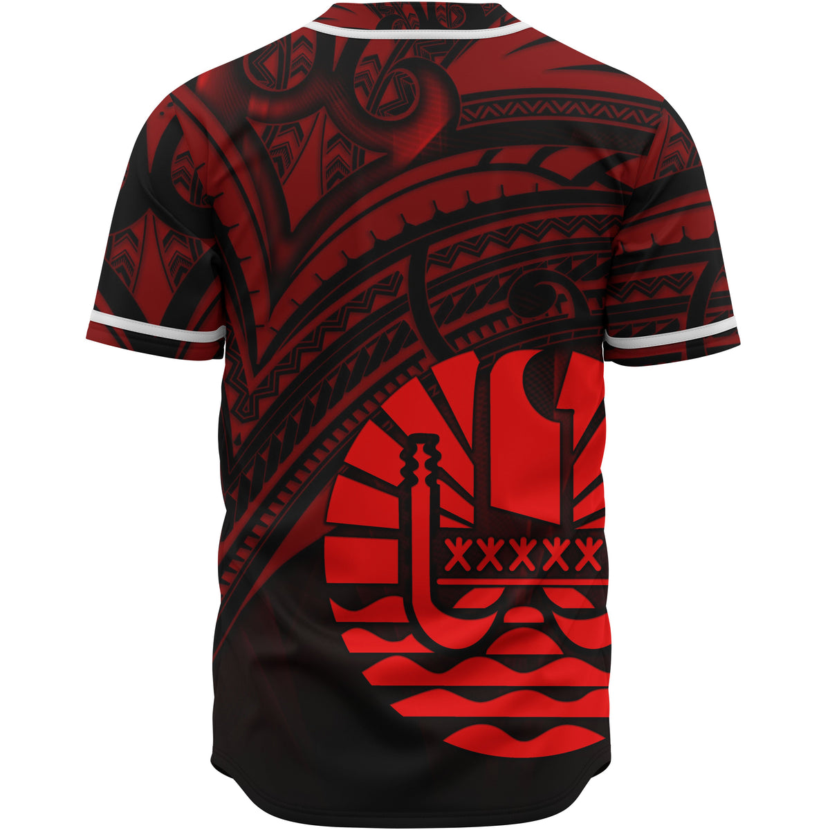 Tahiti Baseball Shirt - Red Color Cross Style - Polynesian Pride