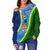 Vanuatu Malampa Fiji Day Off Shoulder Sweater - Combine Flag Design LT4 - Polynesian Pride