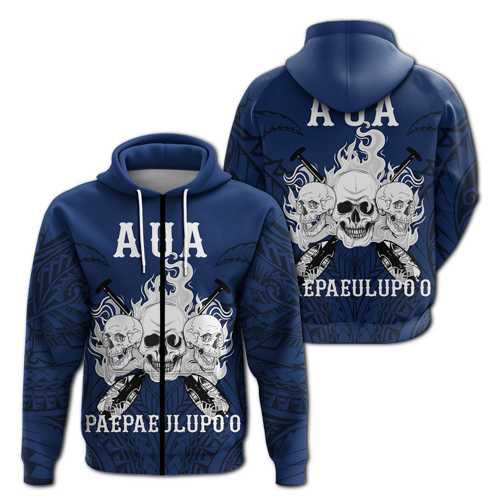 American Samoa Zip up Hoodie Aua Paepaeulupoo Pride LT12 Unisex Blue - Polynesian Pride