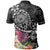 American Samoa Polynesian Polo Shirt Turtle Plumeria (Black) - Polynesian Pride