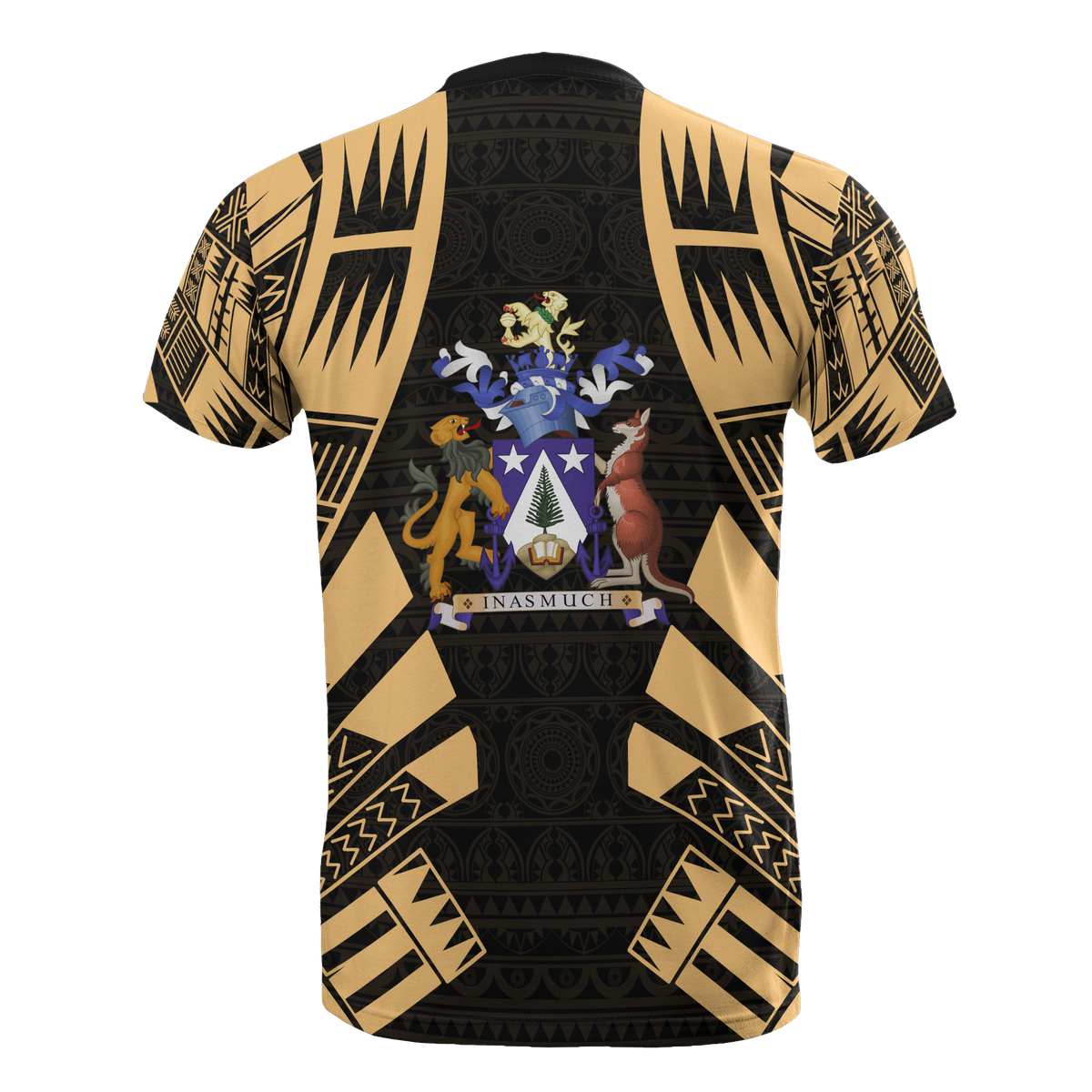 Norfolk Island T Shirt Norfolk Island Coat Of Arms Polynesian Tattoo Gold Style - Polynesian Pride