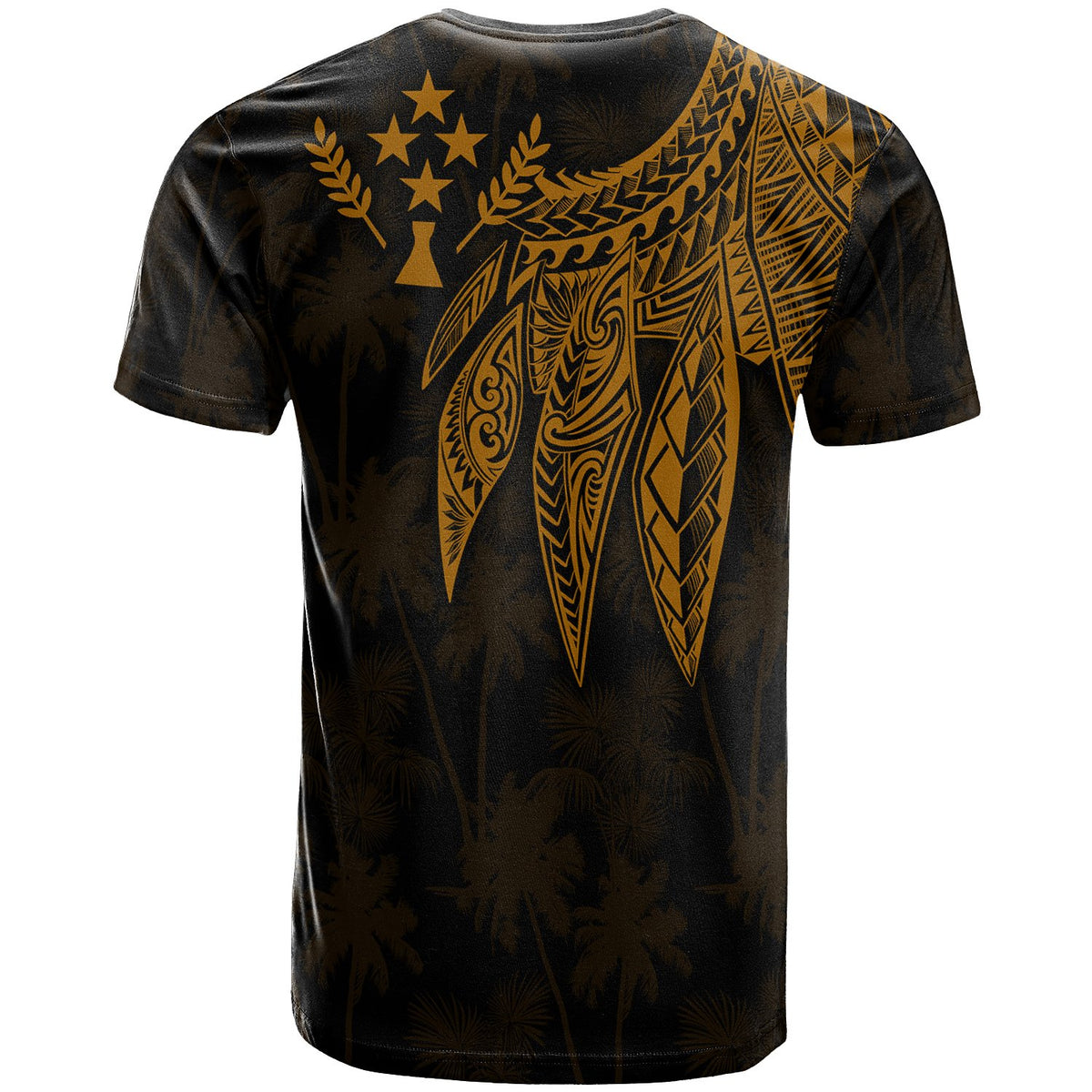 Kosrae Custom T Shirt Polynesian Wings (Golden) - Polynesian Pride