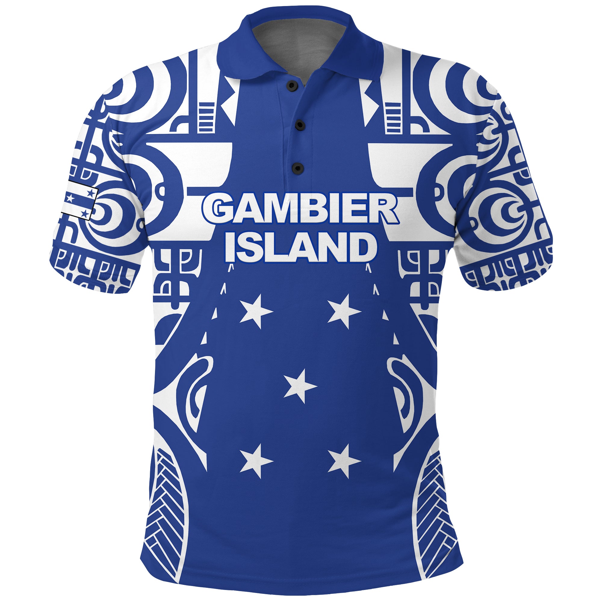 Custom Gambier Islands Tribal Polo Shirt LT12 Unisex Blue - Polynesian Pride