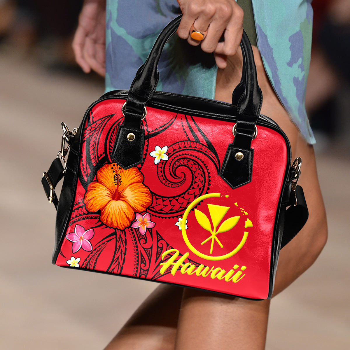 Hawaii Shoulder Handbag - Red Hibiscus - LT12 One Size Red - Polynesian Pride