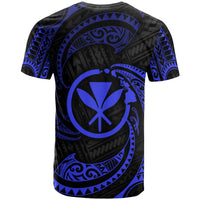 Polynesian Hawaii Custom T Shirt Blue Tribal Wave - Polynesian Pride