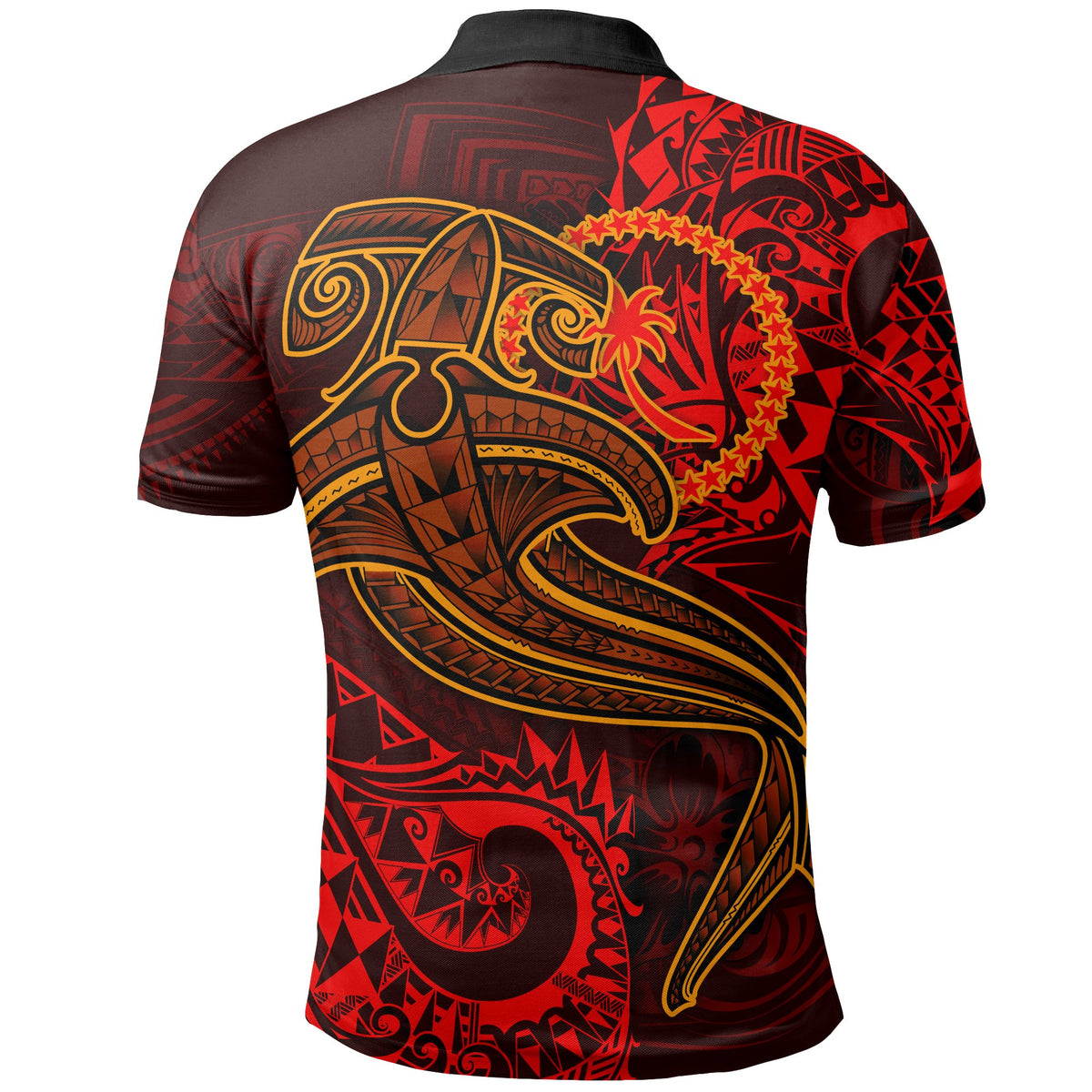 Chuuk Polo Shirt Red Shark Polynesian Tattoo - Polynesian Pride