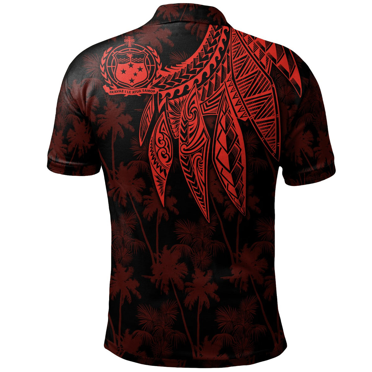 Samoa Custom Polo Shirt Polynesian Wings (Red) - Polynesian Pride