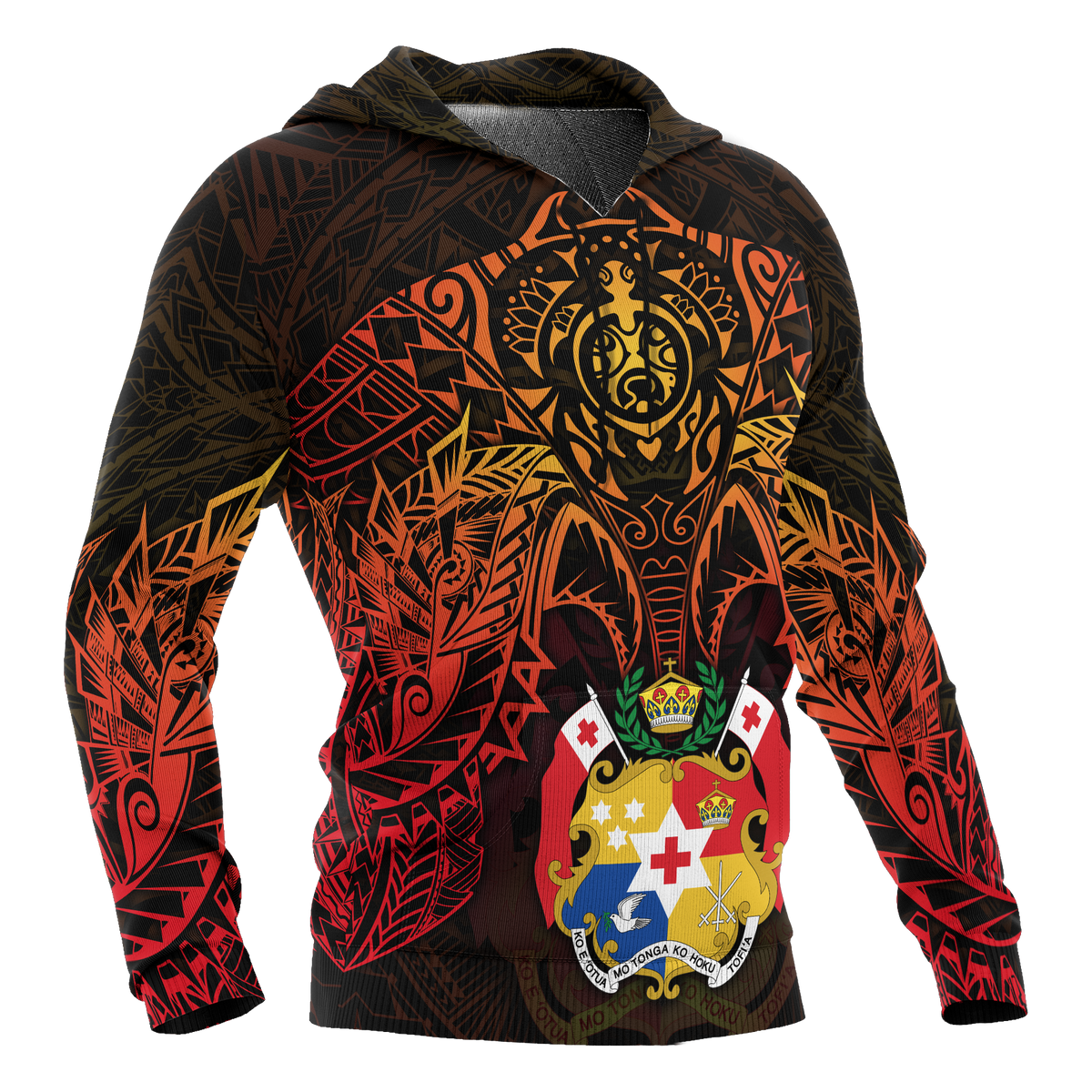 Tonga Polynesian Hoodie Red Manta Ray - Polynesian Pride