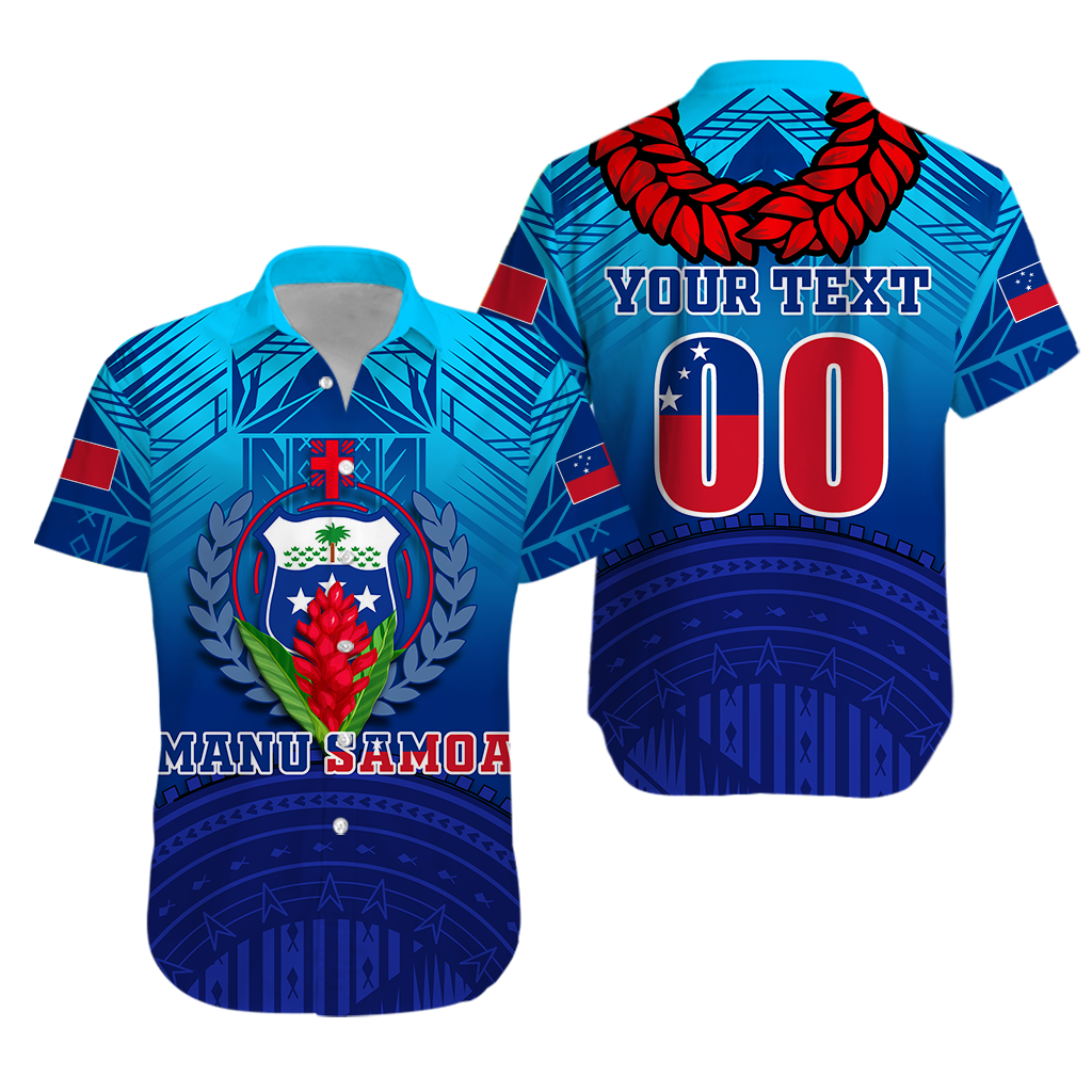 (Custom Personalised) Manu Samoa Legend Hawaiian Shirt - LT12 Unisex Blue - Polynesian Pride