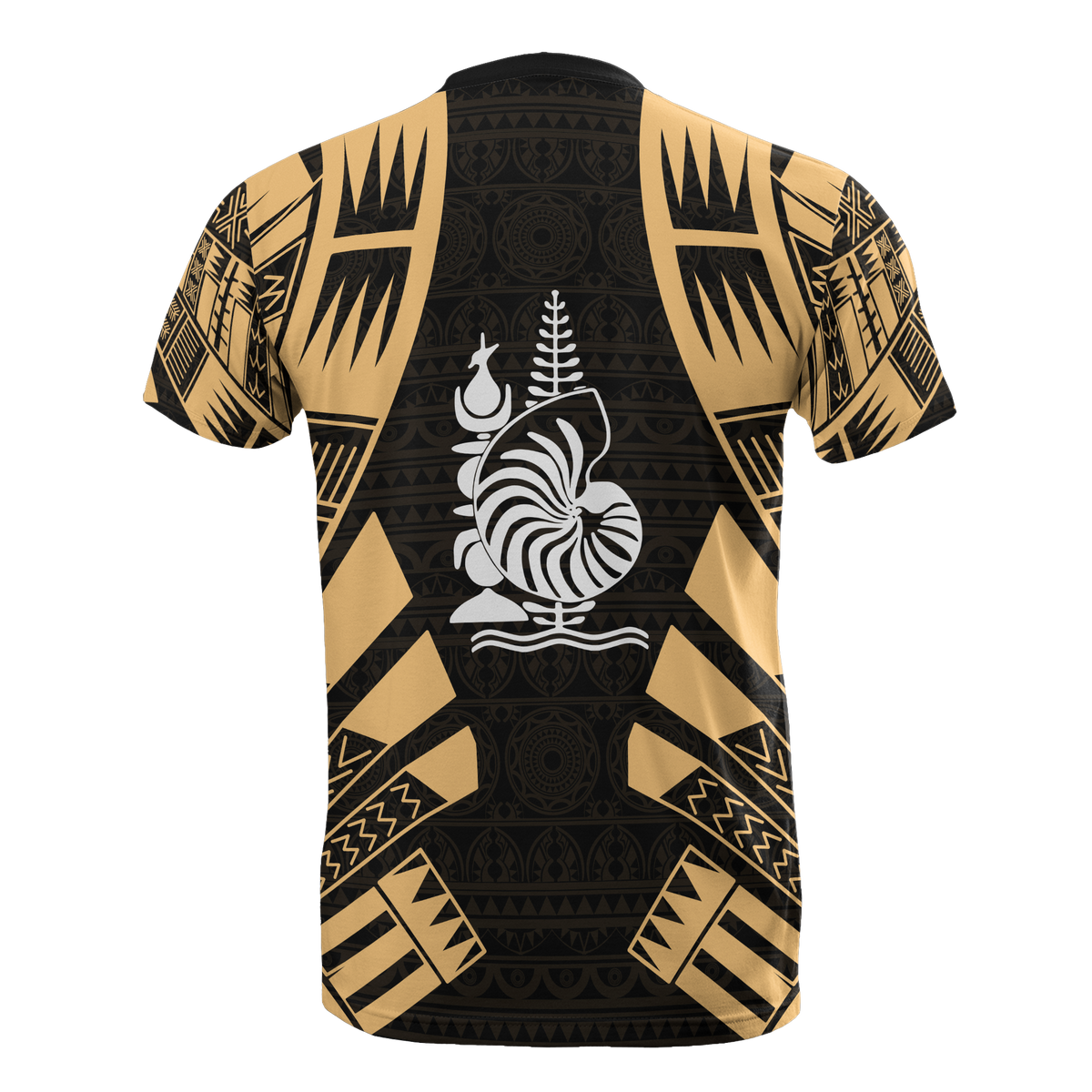 New Caledonia T Shirt New Caledonia Coat Of Arms Polynesian Tattoo Gold Style - Polynesian Pride