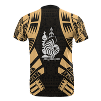 New Caledonia T Shirt New Caledonia Coat Of Arms Polynesian Tattoo Gold Style - Polynesian Pride