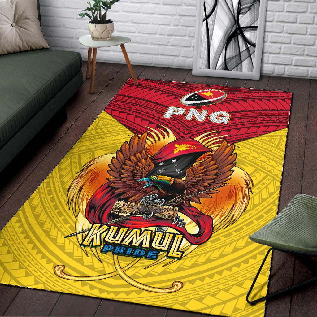 Papua New Guinea Rugby Kumul Pride Area Rug - LT2 - Polynesian Pride