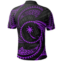 Chuuk Micronesia Custom Polo Shirt Purple Tribal Wave - Polynesian Pride