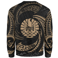 Tahiti Polynesian Custom Personalised Sweater - Gold Tribal Wave - Polynesian Pride